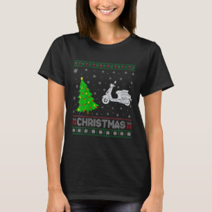 Womens Scooters Xmas Tree Lighting Ugly Christmas T-Shirt