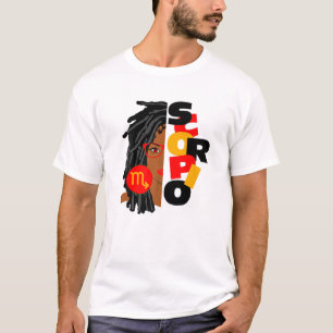 Womens Scorpio Girl Afro Locs Girl Zodiac Signs Bi T-Shirt