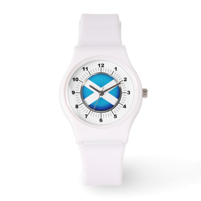 Women's Scotland Flag Sporty White Silicon Watch (Front)
