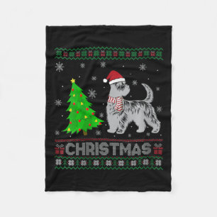 Womens Scottie Dog Xmas Tree Lighting Ugly Christm Fleece Blanket