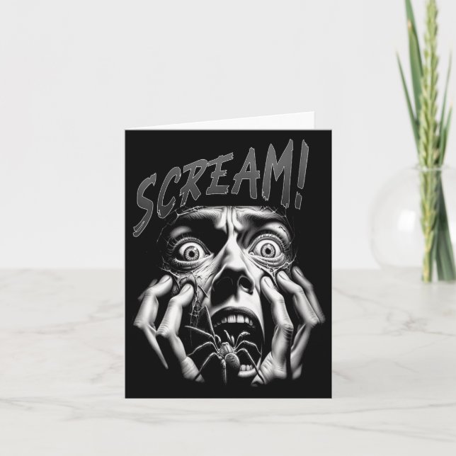 Womens Scream Horror Face Sder Terror Creepy Arach Card (Front)