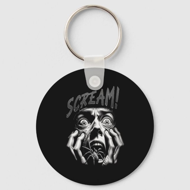 Womens Scream Horror Face Sder Terror Creepy Arach Key Ring (Front)