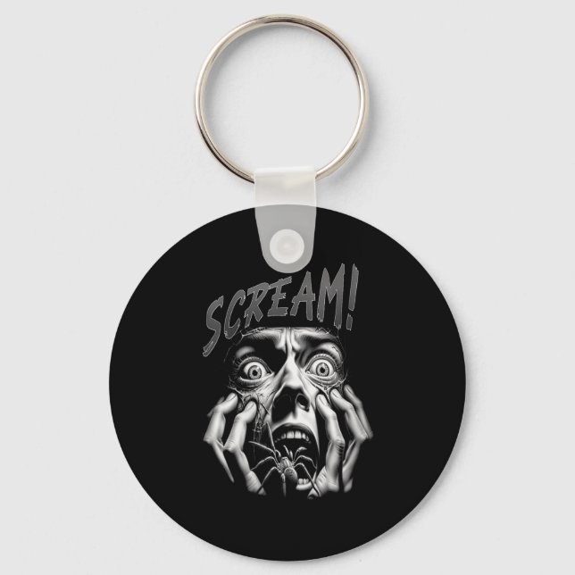 Womens Scream Horror Face Sder Terror Creepy Arach Key Ring (Front)