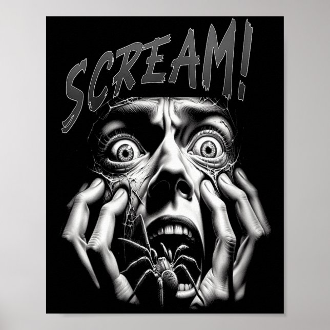 Womens Scream Horror Face Sder Terror Creepy Arach Poster (Front)