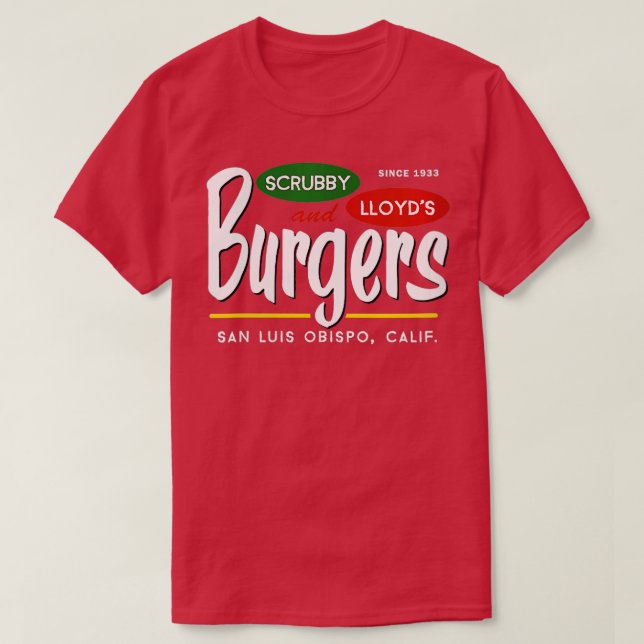Womens Scrubby  Lloyds Burgers San Luis Obispo Cal T-Shirt (Design Front)