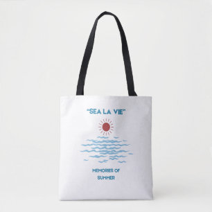 Womens Sea La Vie Memories of Summer Vintage Beach Tote Bag