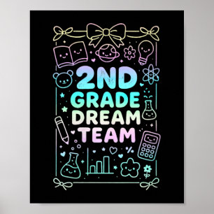 Womens Second Grade Dream Team Back To School Read Poster