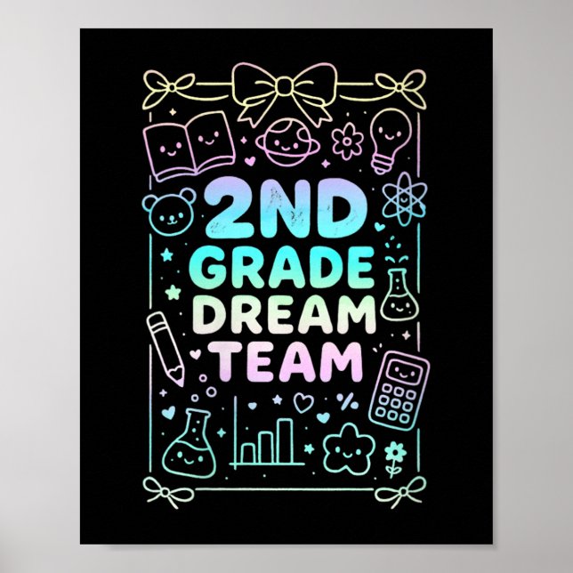 Womens Second Grade Dream Team Back To School Read Poster (Front)