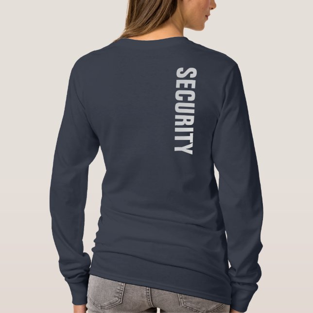 Womens Security Navy Blue TShirts Double Sided (Back)