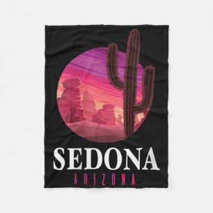 Womens Sedona Arizona Cactus Sunset Desert Sedona Fleece Blanket