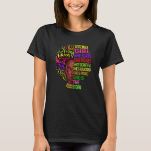 Womens September Girl She Slays & Prays Birthday G T-Shirt