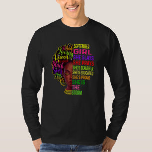 Womens September Girl She Slays & Prays Birthday G T-Shirt
