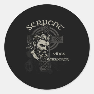Womens Serpent Vibes Whisperer Nordic Mystic Beard Classic Round Sticker
