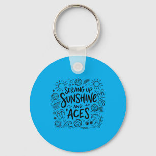 Womens Serving Up Sunshine And Aces Beach Key Ring