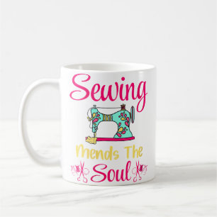 Womens Sewing Mends The Soul - Women Cute Sewing Q Coffee Mug