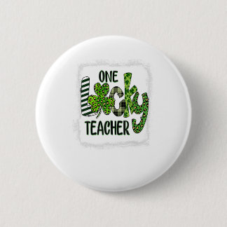 Womens Shamrock One Lucky Teacher St Patrick 6 Cm Round Badge