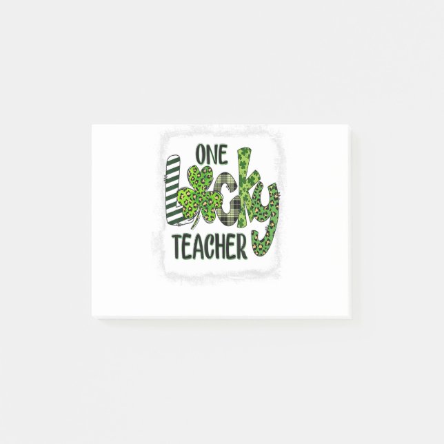 Womens Shamrock One Lucky Teacher St  Patrick Post-it Notes (Front)