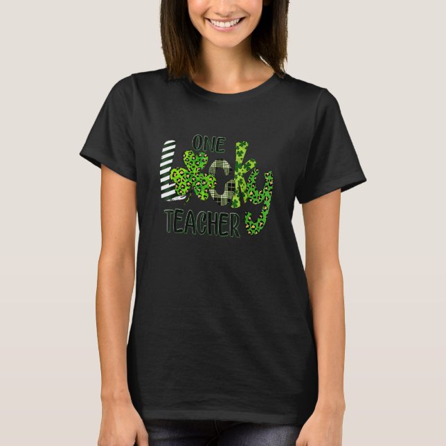 Womens Shamrock One Lucky Teacher St Patrick's Day T-Shirt (Front)