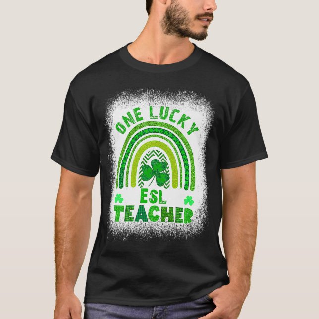 Women's Shamrock One Lucky Teacher St Patricks Day T-Shirt (Front)