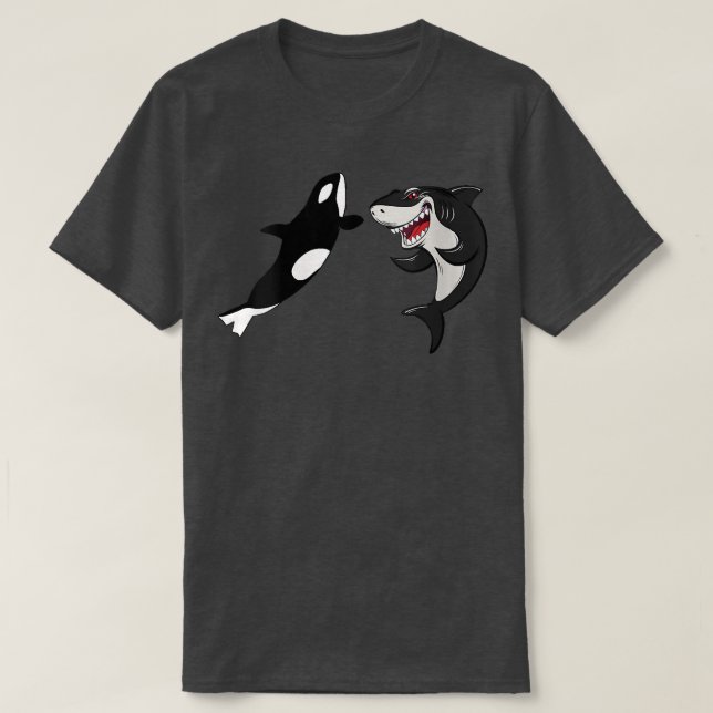 Womens Shark vs Orca Tee Funny Shark and Orca Love (Design Front)