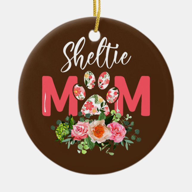 Womens Sheltie Mum Shetland Sheepdog Dog Lover Ceramic Tree Decoration (Front)