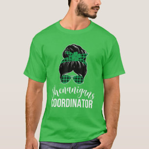 Womens Shenanigans Coordinator Messy Bun Saint Pat T-Shirt