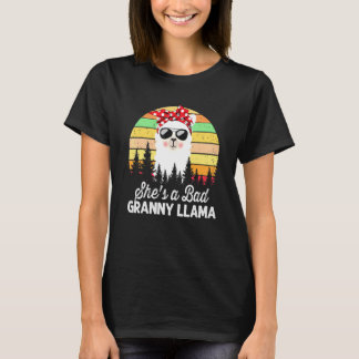 Womens She's A Bad Granny Llama  Mama Vintage Suns T-Shirt