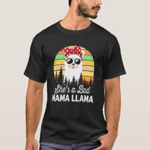 Womens She's A Bad Mama Llama Mama Vintage Sunset T-Shirt