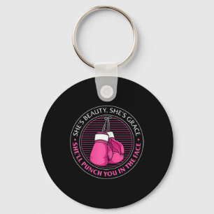 Womens She's Beauty She's Grace She'll Punch You I Key Ring