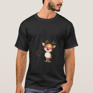 Womens Shining Bright Christmas Reindeer V Neck  T-Shirt