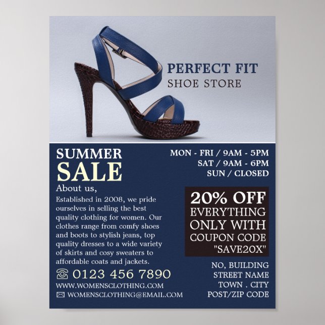 Women's Shoe, Women's Clothing Store Advertising Poster (Front)