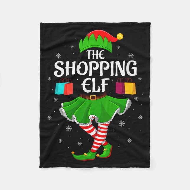 Womens Shopng Elf Christmas Family Girls Women Elf Fleece Blanket (Front)