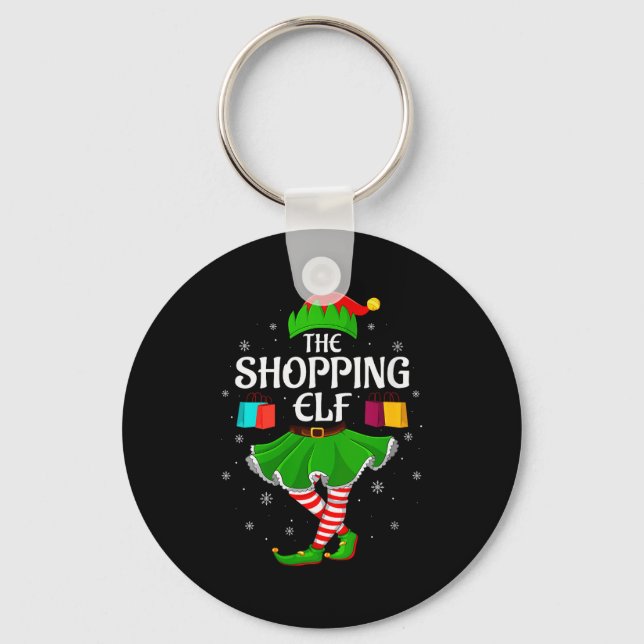 Womens Shopng Elf Christmas Family Girls Women Elf Key Ring (Front)