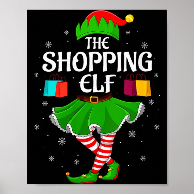 Womens Shopng Elf Christmas Family Girls Women Elf Poster (Front)