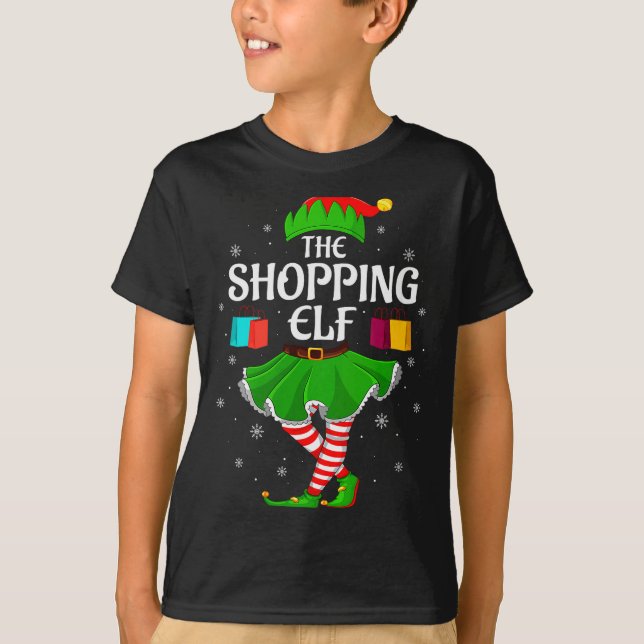 Womens Shopng Elf Christmas Family Girls Women Elf T-Shirt (Front)