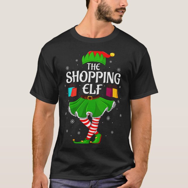 Womens Shopng Elf Christmas Family Girls Women Elf T-Shirt (Front)