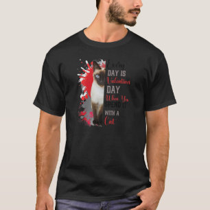 Womens Siamese Cat Mom Valentines Day Cat Mama Fun T-Shirt