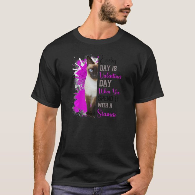 Womens Siamese Cat Mum Valentines Day Cat Mama Mot T-Shirt (Front)