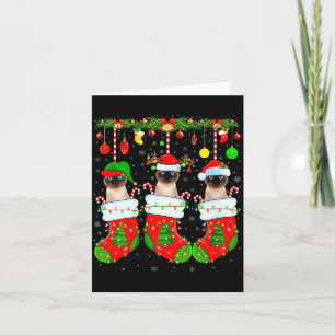 Womens Siamese Cats In Christmas Socks Funny Cat X Card
