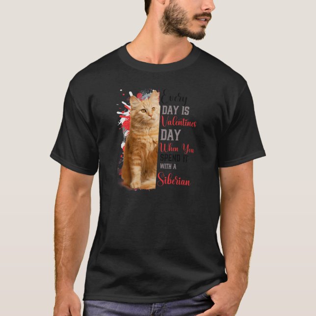 Womens Siberian Cat Mum Valentines Day Cat Mama Mo T-Shirt (Front)