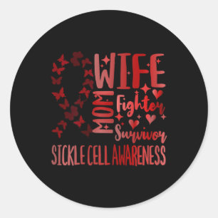 Womens Sickle Cell Awareness Wife Mum Survivor Bur Classic Round Sticker