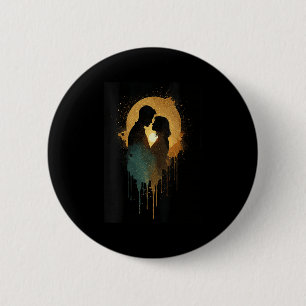Womens Silhouette Lovers Kissing Date Together Bab 6 Cm Round Badge