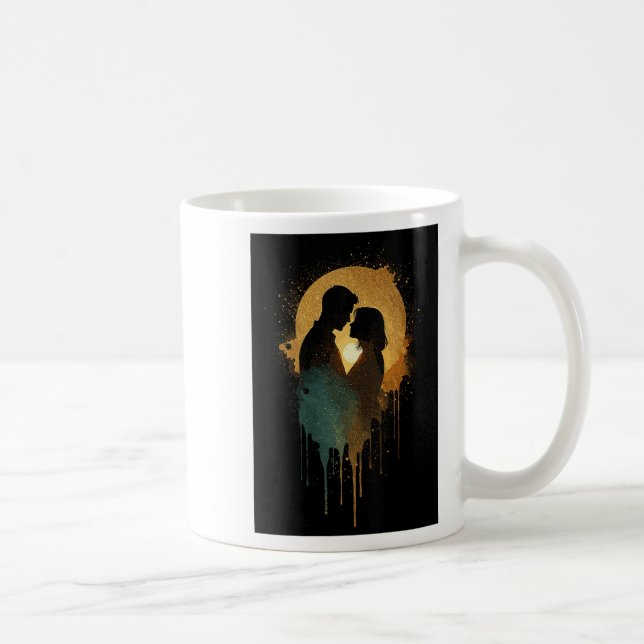Womens Silhouette Lovers Kissing Date Together Bab Coffee Mug (Right)