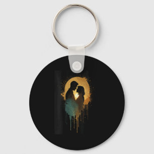 Womens Silhouette Lovers Kissing Date Together Bab Key Ring