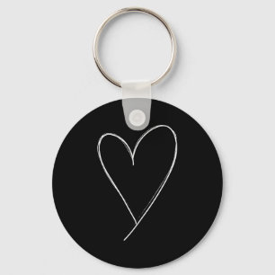 Womens Simple Sketch Heart Valentines Love T Shirt Key Ring