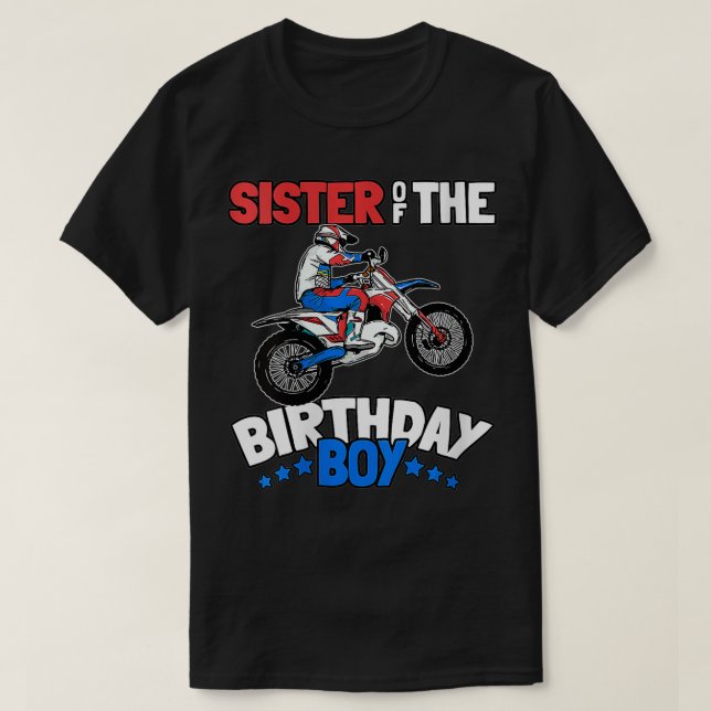 Womens Sister of Birthday Boy Funny Kids Dirt Bike T-Shirt (Design Front)