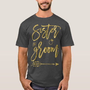 Womens Sister Of Bride With Arrow Dark Yellow Bri T-Shirt