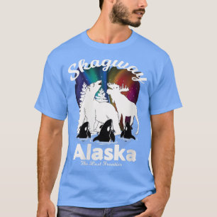 Womens Skagway Alaska Aurora Borealis Bear Orca Mo T-Shirt