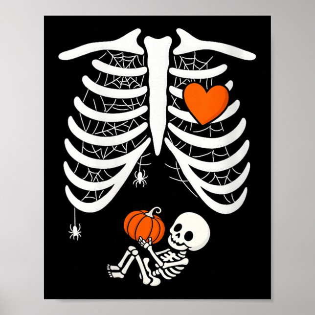 Womens Skeleton Baby Pregnant Xray Rib Cage For Fa Poster (Front)