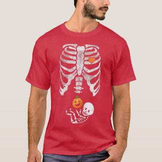 Womens Skeleton Baby Pregnant Xray Rib Cage for Fa T-Shirt
